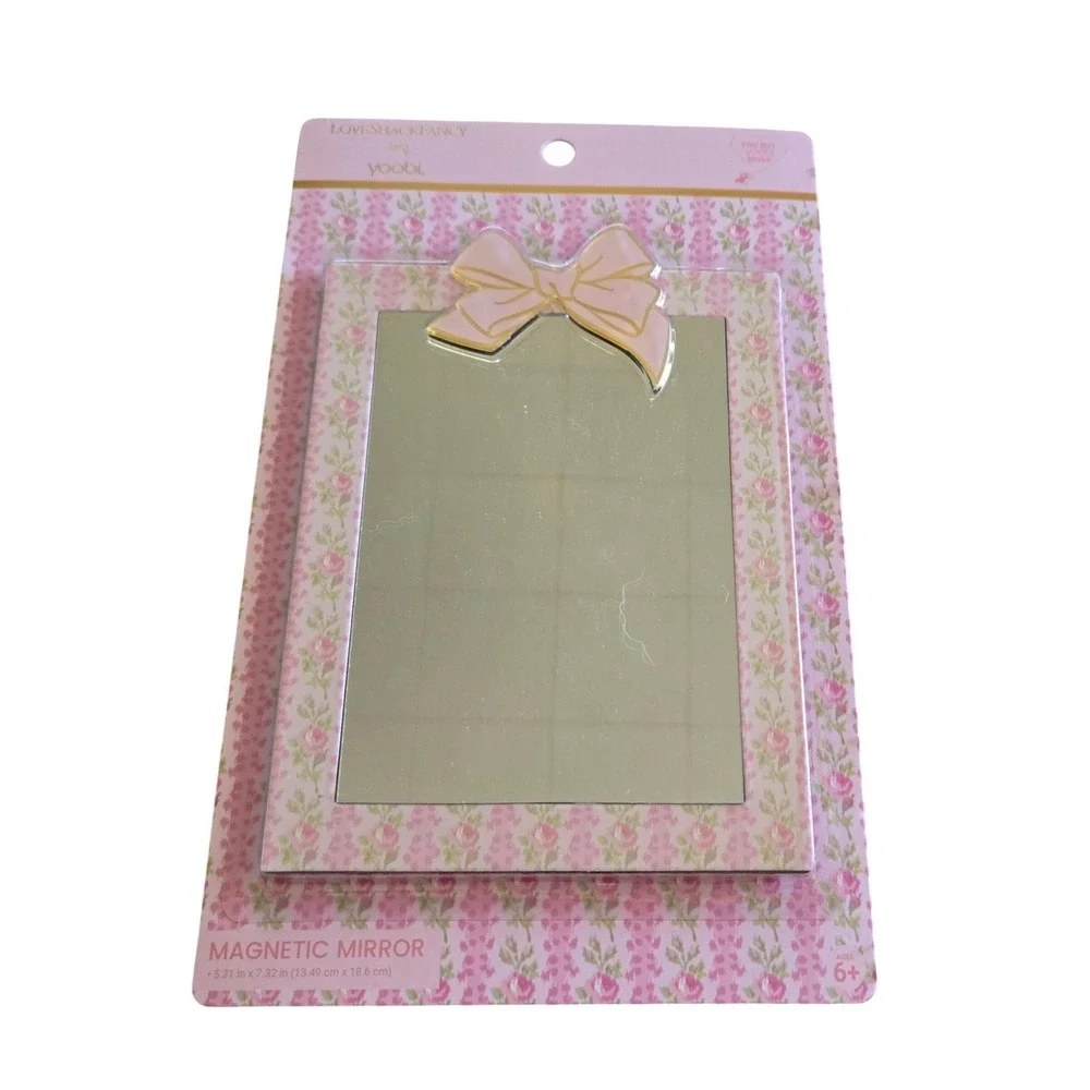 LoveShackFancy Magnetic Mirror Kids OS Pink New Floral Bow Locker Accessory